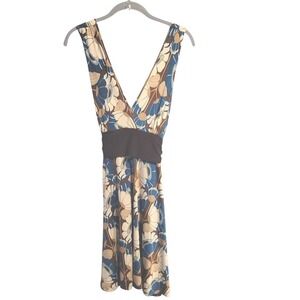 Crystal Candy Tropical Floral Knee Length Dress Empire Waist S Y2K Retro Boho